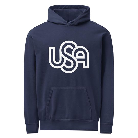 Retro USA - garment-dyed hoodie - Navy blue - Celebrate the Olympics