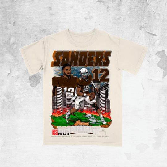 Discover Sanders Vintage Bootleg Football Graphic Tee, Retro 90s Sports Cartoon Art Shirt