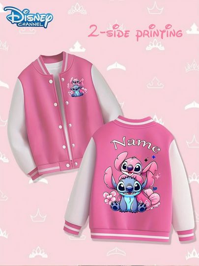 Discover Disney Stitch Girls' Baseball Jacket