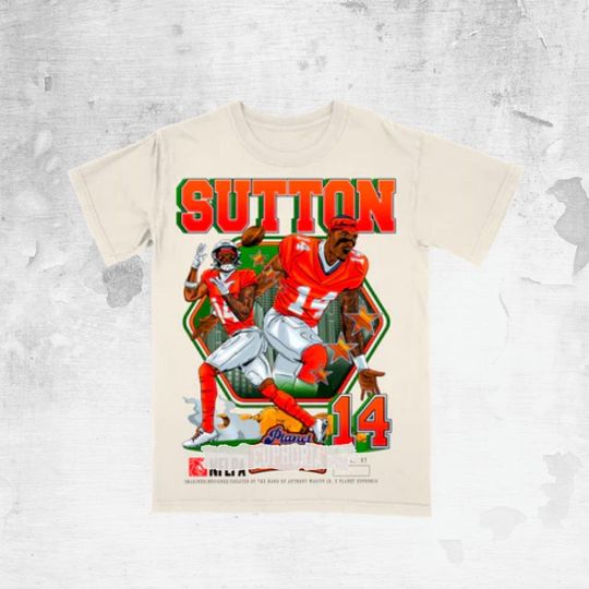 Discover Sutton Vintage Bootleg Football Graphic Tee, Retro Sports Cartoon Shirt
