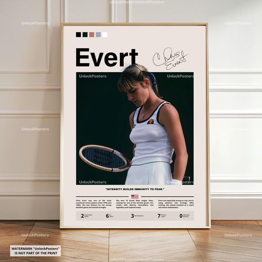Discover Chris Evert Poster, Evert Tennis, Framed Grand Slam Print, Tennis Champion Decor, Sports Artwork, Chris Evert Wall Art, Tennis Print, Prints