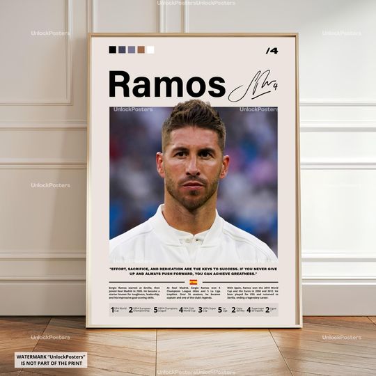 Discover Sergio Ramos Poster, Ramos Real Madrid Print, Real Madrid Legend Poster, Real Madrid Fan Gift Idea, Sergio Ramos Decor, Framed Ramos WallArt
