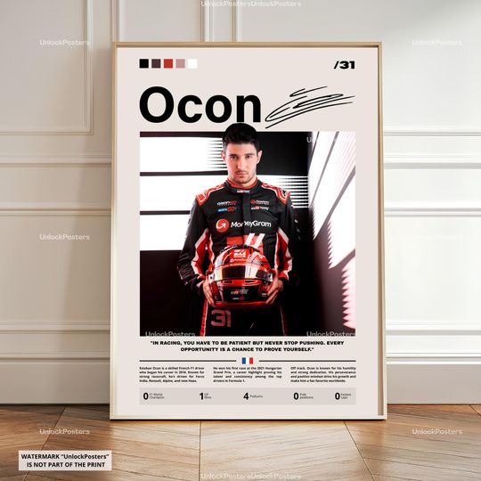 Discover Esteban Ocon Poster, Ocon Haas, Framed Haas F1 Print, Motorsport Grand Prix Decor, Car Racing Artwork, Ocon Haas Wall Art, Ocon Print, Png