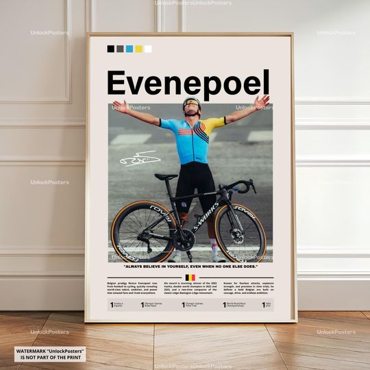 Discover Remco Evenepoel Poster, Evenepoel Cyclist Print, Evenepoel Art, Bicycle Wall Art, Olympic Gold Poster, Cyclism Poster, Cyclism Decor