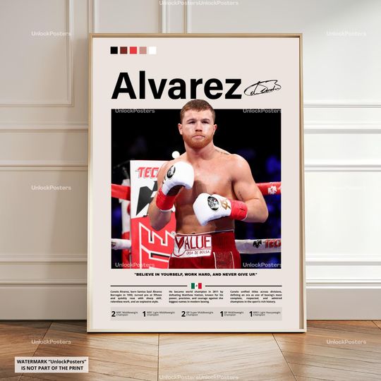 Discover Canelo Alvarez Boxing Poster, Canelo Alvarez Wall Art Print, Champion Fighter Decor, Perfect Gift for Boxing Fans, Boxing Artwork