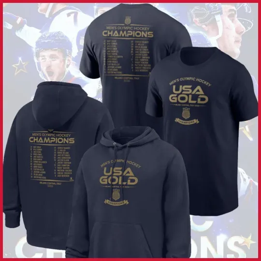HOT - USA Hockey 2026 Winter Olympics Gold Medal Champions Both Side Hoodie Tee