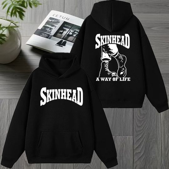 Discover Funny Humor Skinhead A Way of Life Double Sided Printed Sweatshirt Unisex Retro Fleece Winter Hoodie Men women Casual pullovers
