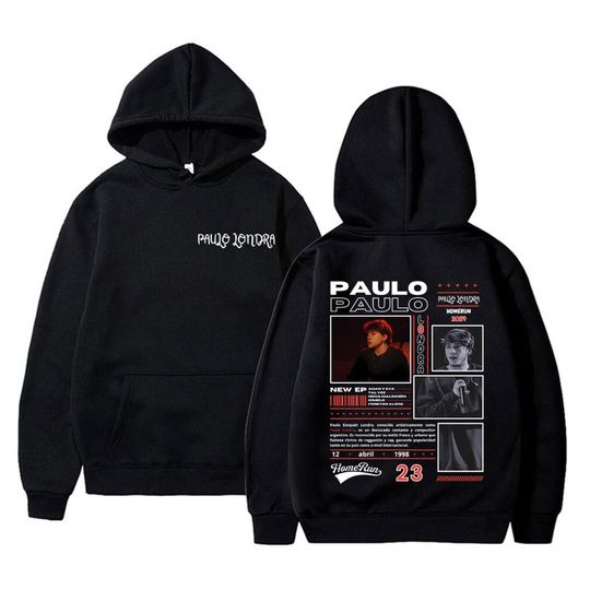 Discover Rare Rapper Paulo Londra Homerun Double Sided Graphic Hoodie Male Vinatge Casual Sweatshirt Men Women Hip Hop Fashion Hoodies