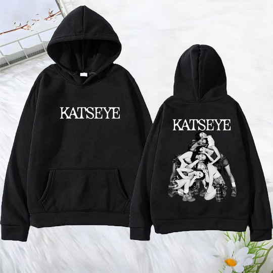 Katseye Double Sided Printed Hoodies Men Women's Vintage clothing fashion Fleece Long sleeve Hip Hop streetwear Loose pullovers
