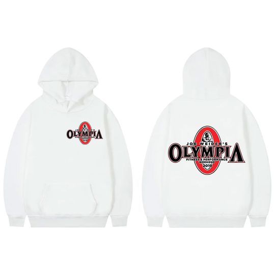 Discover Olympia Fitness Double Sided Graphic Hoodies Men Women Fashion Vintage Gym Sweatshirts High Quality Fleece Oversized Pullovers