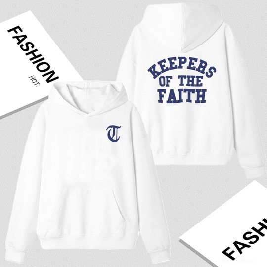 Discover Keepers of The Faith White Graphic Double Sided Print Sweatshirt Long sleeve Men Women Fleece Loose Autumn Winter Hoodie Unisex