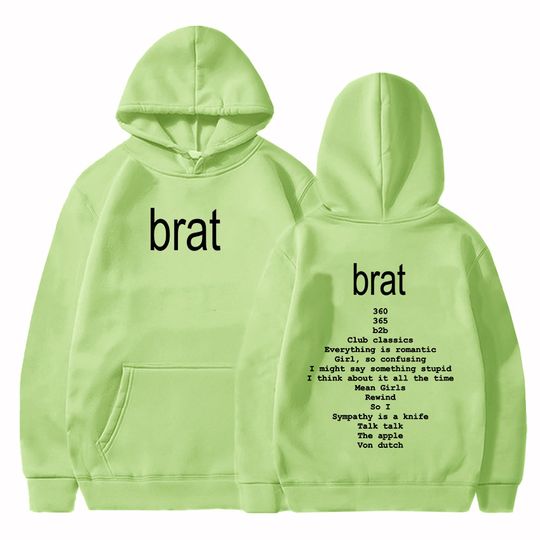 Discover 2024 Album Brat Graphic Printing Sudaderas Charli XCX Singer Printing Hoodies Ropa Hombre Casual Men Women Unisex Pullovers Male