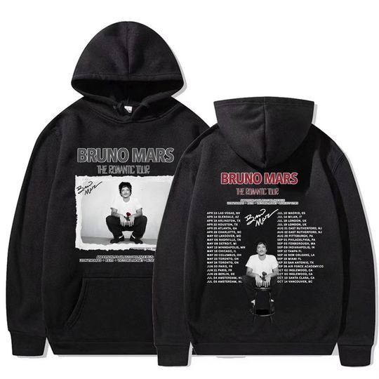 Discover Bruno Mars The Romantic 2026 Tour Hooded Men Women Fashion Hip Hop High Street Sweatshirts Casual Long Sleeve Oversized Hoodies