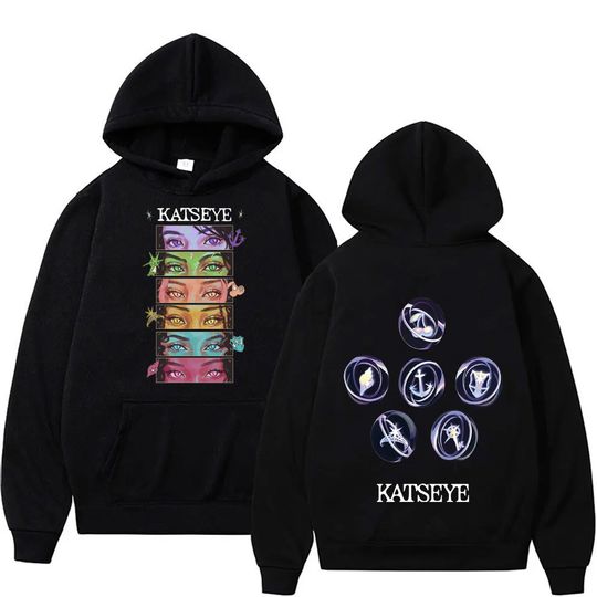 Discover Korean Girl Group KATSEYE SIS Album Graphic Hoodie Men Women Casual Fleece Vintage Sweatshirt Men's Fashion Oversized Streetwear