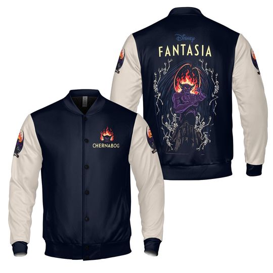 Discover Adult And Kids Disney Chernabog Villain Baseball Jacket, Disney Fantasia Varsity Jacket, Disneyland Trip Streetwear, Chernabog Birthday Gift