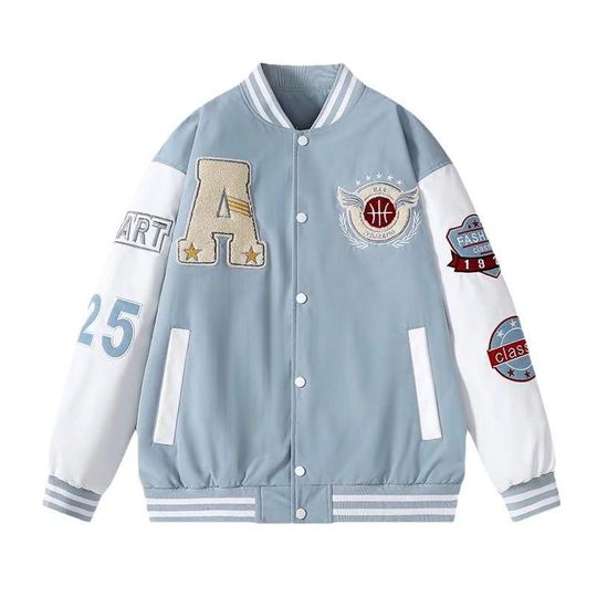 Discover Retro Baseball Jacket Men  Embroidered Spring Autumn Coat  Youth Streetwear  Couple Matching Jacket