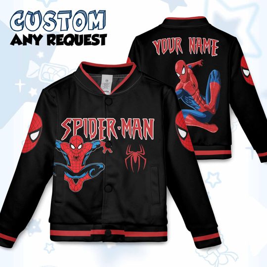 Discover Personalized Spiderman Jacket, Kids Varsity Jacket, Spiderman Baseball Jacket, Birthday Boy Gift, Spidey Shirt.