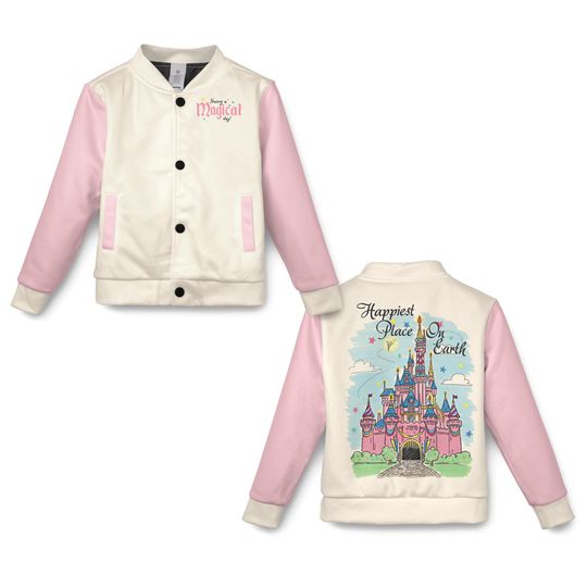 Discover Disneyland Castle Happiest Place On Earth Girl Baseball Jacket, Disney Jacket For Girls, Magic Kingdom Disney Girls Trip, Cute Birthday Gift