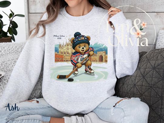 Discover Hockey USA Sweatshirt, Winter Sports Crewneck, 2026 Milano Cortina, unisex fleece