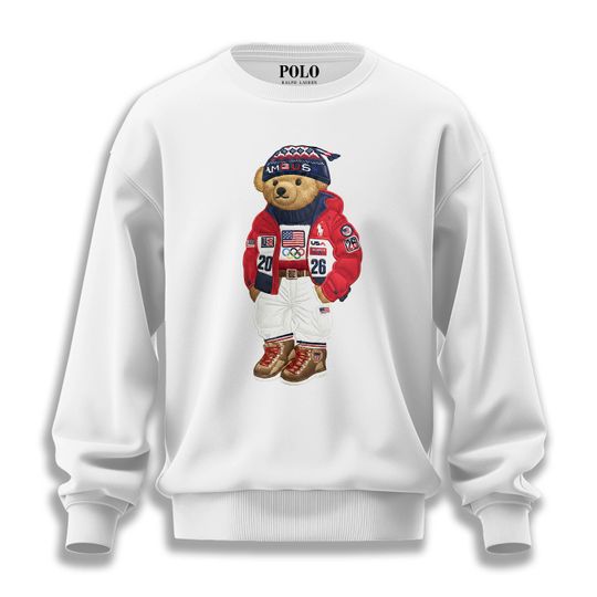 Discover Polo Bear 2026 Winter Games Sweatshirt, Olympic Style Team USA Bear Crewneck