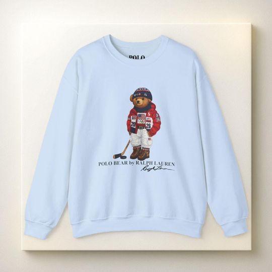 Discover Polo Bear Sweatshirt USA Hockey Crewneck, Winter Gift