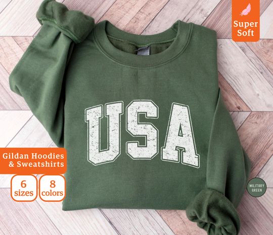 Discover Retro USA Sweatshirt, 4th of July, American Independence 250th Anniversary