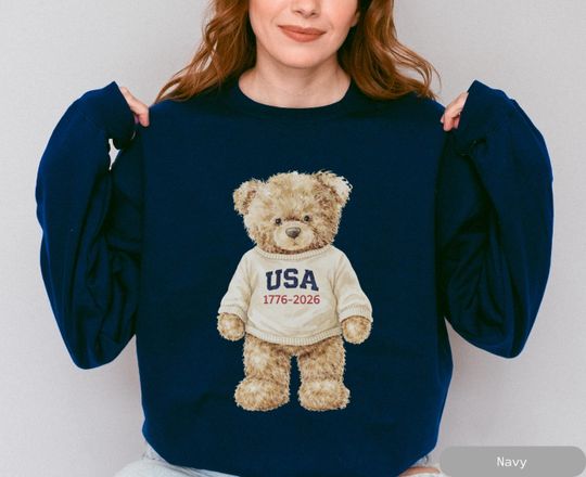 Discover 250 Years of Freedom Sweatshirt, USA 250th Anniversary Sweater, Patriotic Eagle Teddy Bear, 1776 2026 America Crewneck