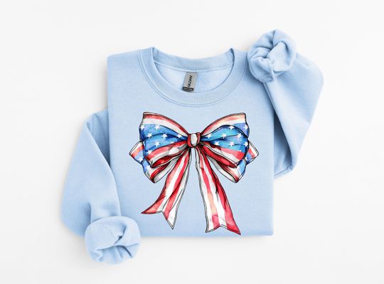 Discover USA Bow Sweatshirt, America Bow Sweatshirt, USA Sweatshirt, Patriotic Bow Sweatshirt, Bow Sweatshirt, Flag Sweatshirt, USA Ribbon Sweatshirt