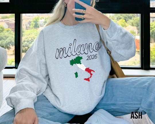 Discover Milan Italy 2026 Sweatshirt, Winter Sports 2026 Sweater, Ski Jumping Snowboarding Ice Hockey Fan, Vacation Shirt