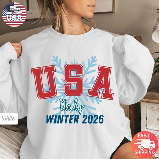 Discover USA Winter Sweatshirt 2026, Retro Winter Sports Hoodie, Sports Fan Ski Shirt, Snowboarding Figure Skating Gift, Unisex Winter Apparel