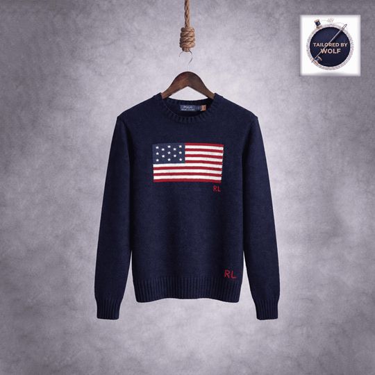 USA Flag Knit Jumper Unisex Wool Pullover