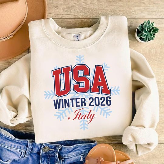 Discover USA Winter 2026 Italy Sweatshirt, USA Winter Sports Shirt-Snow Skiing, Snowboarding, Italy Winter Sports Crewneck