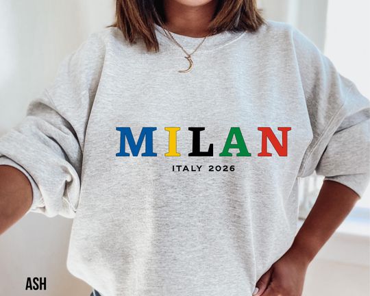 Discover Milan Italy 2026 Sweatshirt, Winter Sports 2026 Sweater, Ski Jumping Snowboarding Ice Hockey Fan, Vacation Shirt