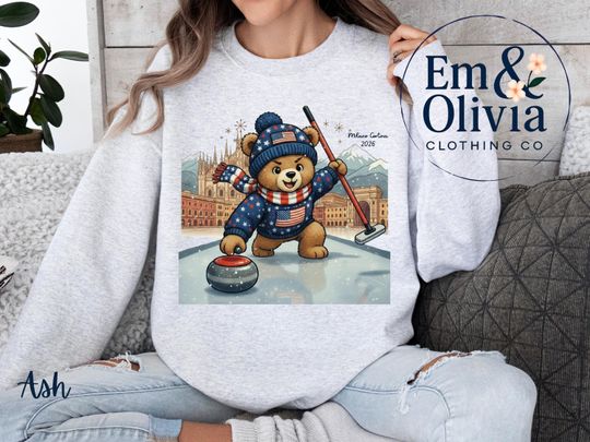 Discover Curling USA Sweatshirt, Winter Sports Crewneck, 2026 Milano Cortina, unisex fleece