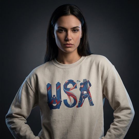 Discover Winter Games USA Sweatshirt | Patriotic Team Graphic