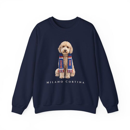 Discover USA Winter Games Sweatshirt Patriotic Goldendoodle | Cozy Preppy Dog USA 2026 Shirt | Milano Cortina 2026 | Milan Games 26 Gear