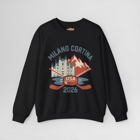 2026 USA Hockey Retro Milano Cortina Winter Games Sweatshirt | Vintage Hockey Crew