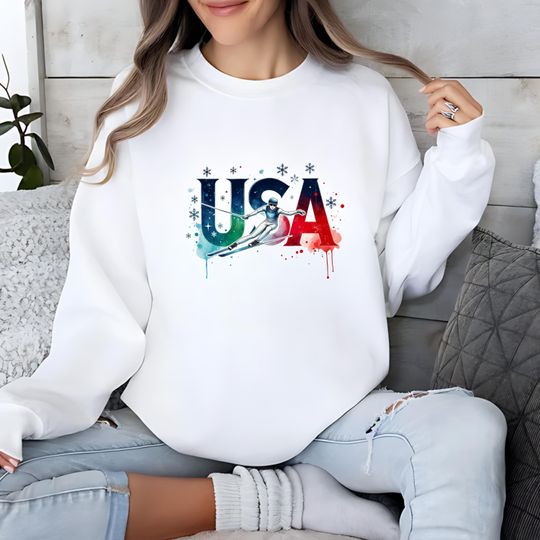 Discover USA Winter Sweatshirt, Skiing Winter Sports Top