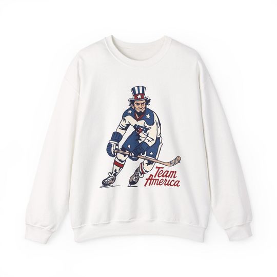 Discover Uncle Sam Hockey Player sweatshirt | Team America vintage hockey graphic olympics