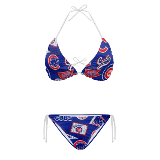 Chicago Cubs String Bikini Set, Two Piece Swimsuit Beachwear Sexy Bikini
