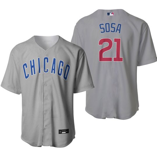 Sammy Sosa Cubs Road Gray Men's Baseball Jersey Reprint