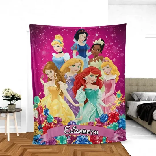 Personalized Disney Princess Belle Rapunzel Blanket, Gift For Friends, Kids