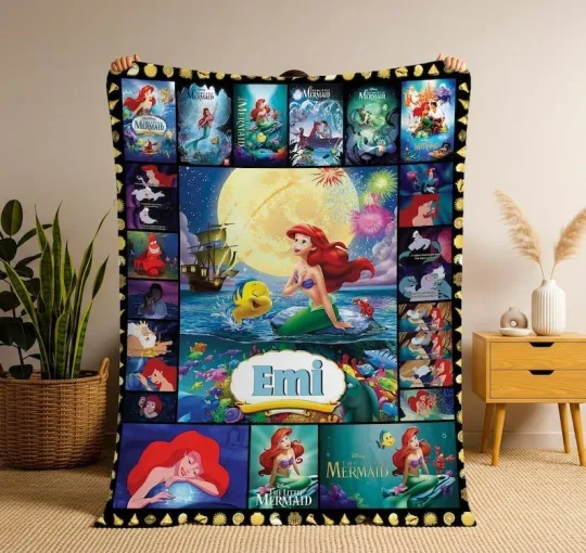 Discover Personalized The Little Mermaid Ariel Fleece Blanket