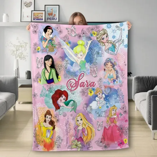 Discover Personalized Disney Princesses Blanket, Gift For Friends, Kids