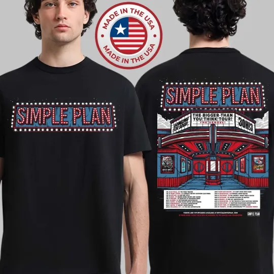 Discover Simple Plan The Bigger Than You Think Tour The Sequel 2026 T-Shirt