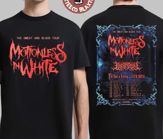Discover Motionless In White The Sweat And Blood Tour 2026 North America Schedule T-Shirt