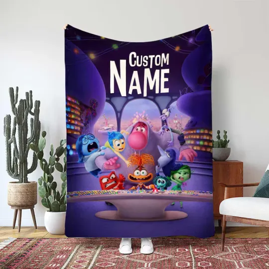 Disney Pixar Inside Out 2 Fleece Blanket, Custom Blanket Gift For Fan, Kids