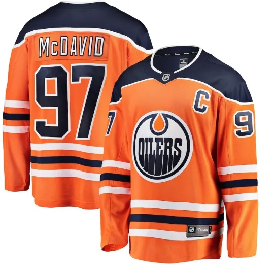 Discover Official Connor McDavid Edmonton Oilers Orange Breakaway Jersey XL Reg.$174.99