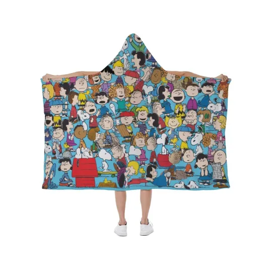 Discover Peanuts Snoopyy Characters Print Hooded Blanket