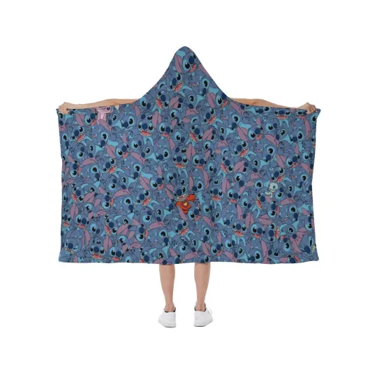 Discover Stitch & Angel Collage Print Hooded Blanket